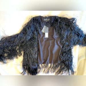 NWT Rachel Zoe crop fringed jacket/shrug - Medium - black